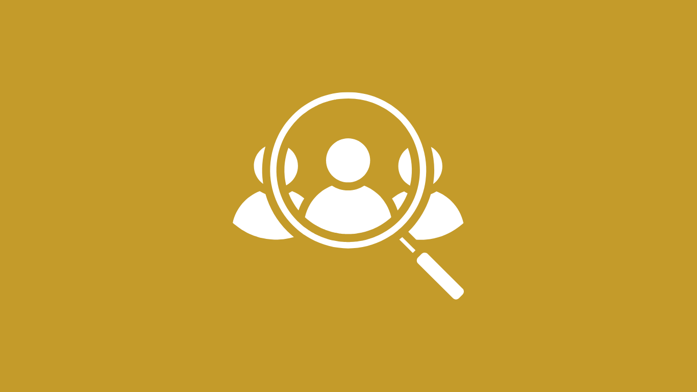 Icône loupe sur silhouettes humaines