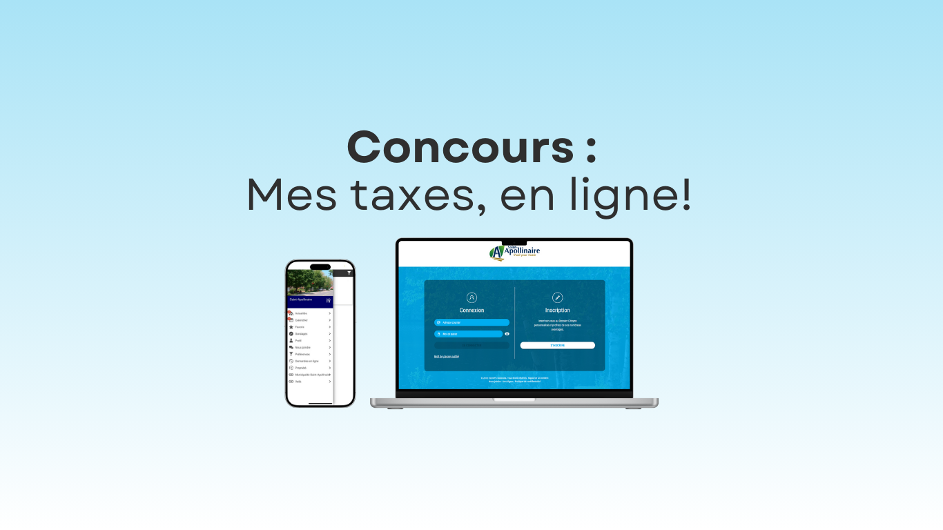 Concours: Paiement des taxes en ligne sur appareils.